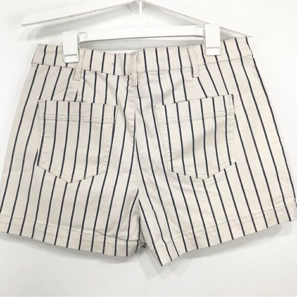 Rewash The Riley Cream Blue Pinstripe Comfort Stretch High Rise Shorts NEW - Picture 9 of 14